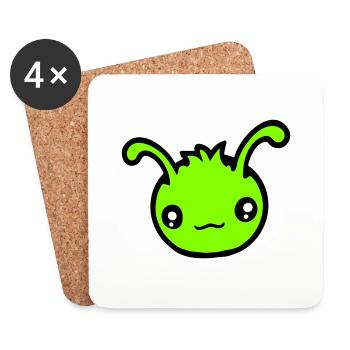 Chenille Alien Mignon Petit Monstre Sourire Heureux - Dessous de verre (lot de 4) - blanc - Devant