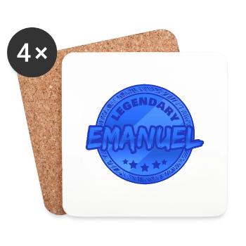 Prénom Emanuel - Dessous de verre (lot de 4) - blanc - Devant