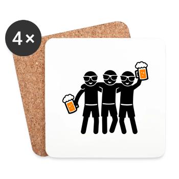 Party Team Beer Group - Dessous de verre (lot de 4) - blanc - Devant