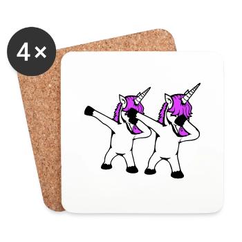 2 Einhörner Dabbing Dab Tanz Party Pose Geste Team - Untersetzer (4er-Set) - Weiß - Vorne
