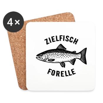 Zielfisch Forelle - Fisch - Angler Geschenk - Untersetzer (4er-Set) - Weiß - Vorne