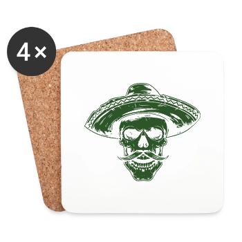 Skeleton Skull Sombrero Mexican - Coasters (set of 4) - white - Front