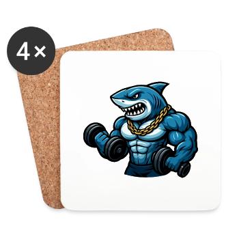 hai bodybuilder comic - Untersetzer (4er-Set) - Weiß - Vorne