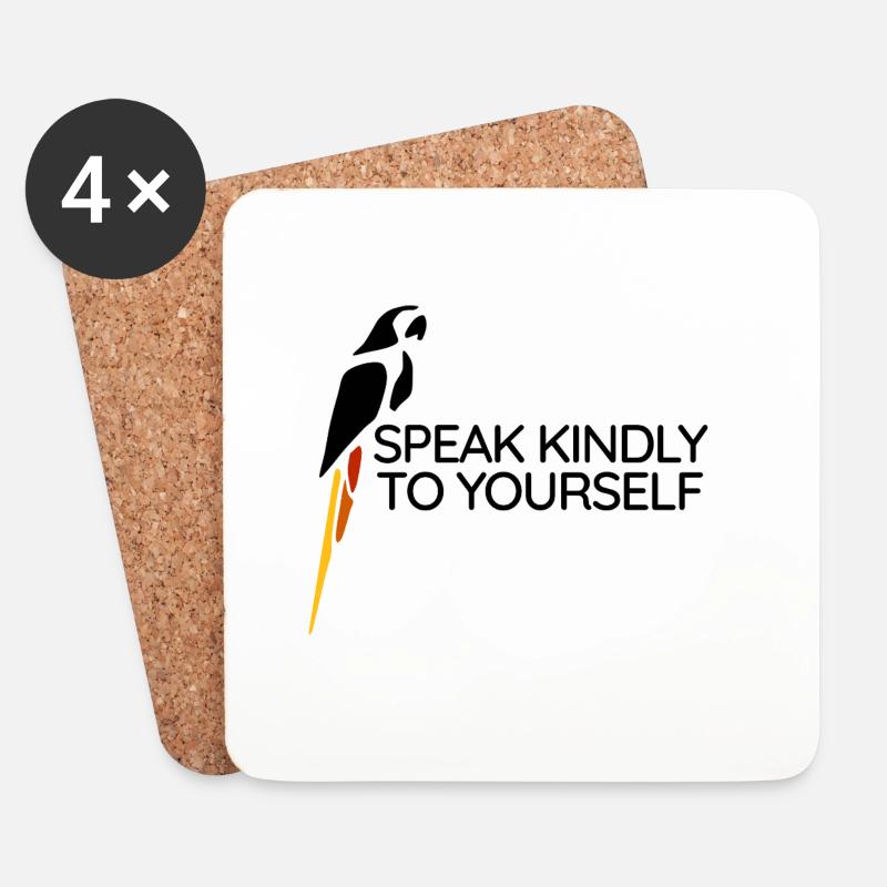 Parrot - Speak kindly to yourself - Untersetzer (4er-Set) - Weiß
