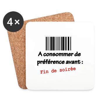 T-shirt Humour célibataire : A consommer - Dessous de verre (lot de 4) - blanc - Devant