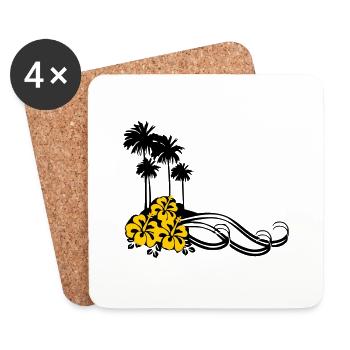 Flower - Palms - Coasters (set of 4) - white - Front