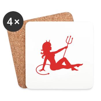 Sympa Diable Fille - Dessous de verre (lot de 4) - blanc - Devant