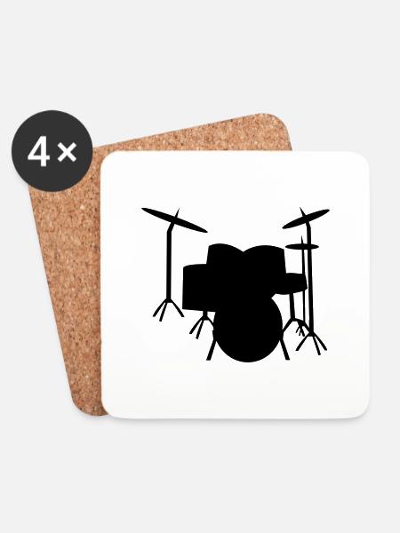 Drums Schlagzeug Drum - Untersetzer (4er-Set) - Weiß