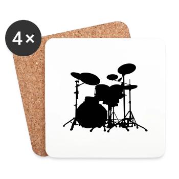 Schlagzeug - Drums - Untersetzer (4er-Set) - Weiß - Vorne