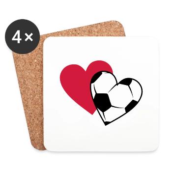soccer / football hearts, color selectable - Coasters (set of 4) - white - Front