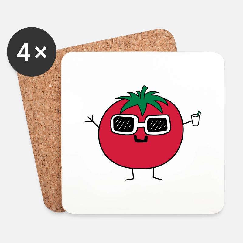 Cool Tomato - Untersetzer (4er-Set) - Weiß