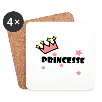 princesse,couronne,étoiles - Dessous de verre (lot de 4) - blanc - Devant