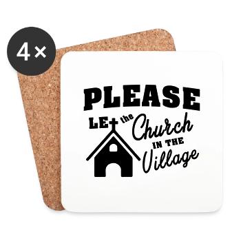 Let the church in the village. Kirche im Dorf - Untersetzer (4er-Set) - Weiß - Vorne