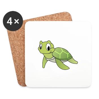 Schildkröte - Untersetzer (4er-Set) - Weiß - Vorne