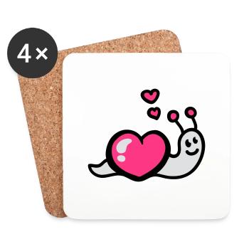 Ver du cœur 3 - Dessous de verre (lot de 4) - blanc - Devant
