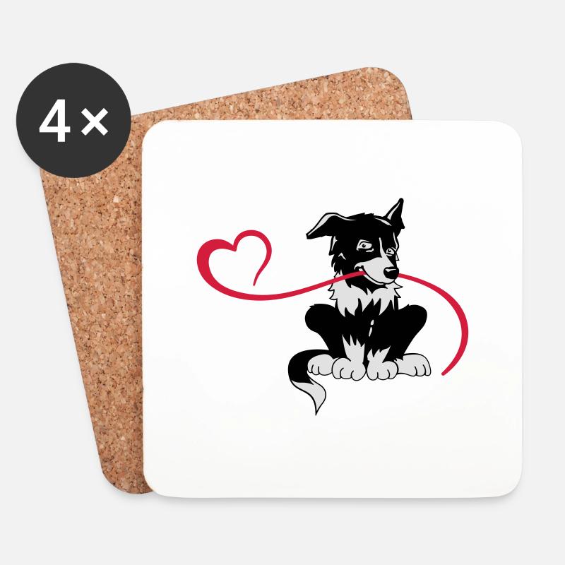 Bordercollie Love - Untersetzer (4er-Set) - Weiß