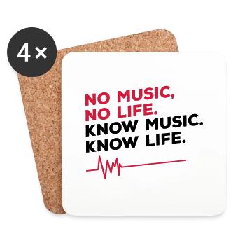 No music no life - Untersetzer (4er-Set) - Weiß - Vorne