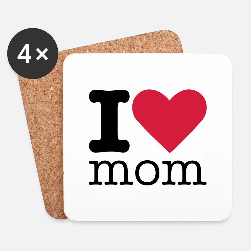 I Love Mom - Untersetzer (4er-Set) - Weiß