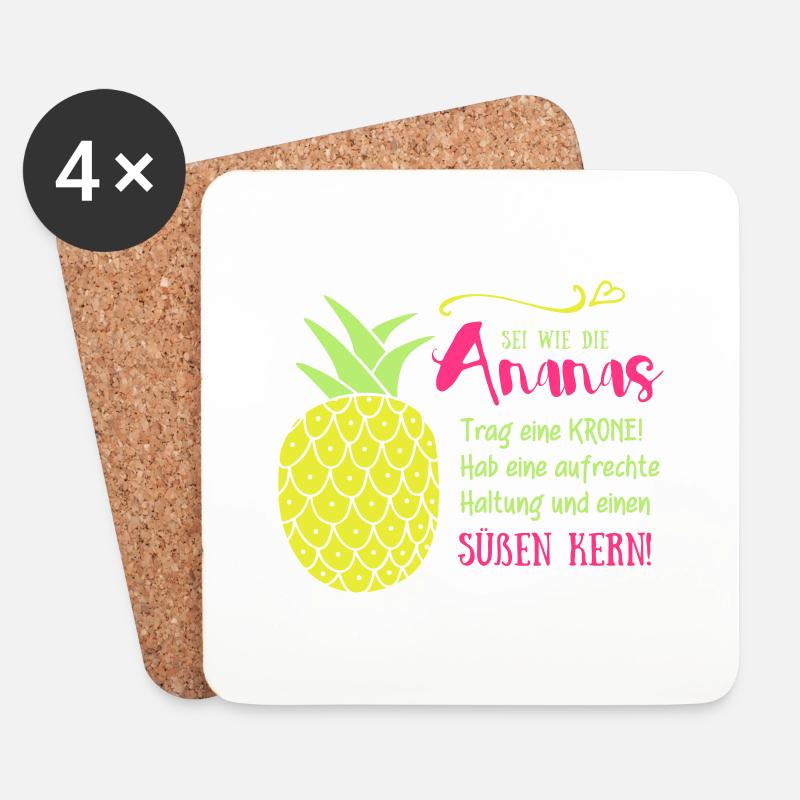 Ananas Krone Spruch - Untersetzer (4er-Set) - Weiß