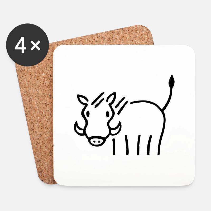 Warzenschwein - Untersetzer (4er-Set) - Weiß