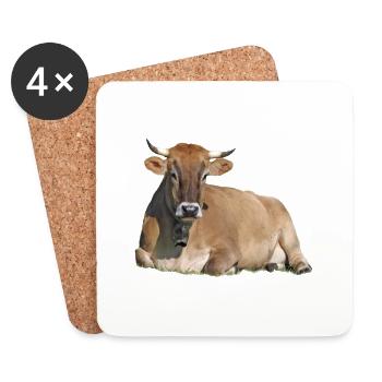Ruhendes Rind - Untersetzer (4er-Set) - Weiß - Vorne