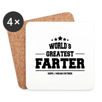 WORLD´s GREATEST FARTER Vater Papa Vatertag - Untersetzer (4er-Set) - Weiß - Vorne