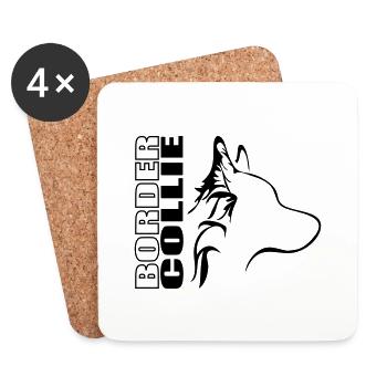 BORDER COLLIE Profil Wilsigns Hunde Hund - Untersetzer (4er-Set) - Weiß - Vorne