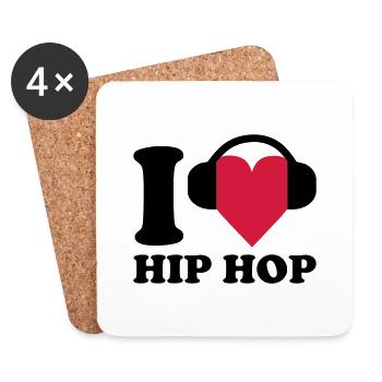 I love Music - Hip Hop - Untersetzer (4er-Set) - Weiß - Vorne