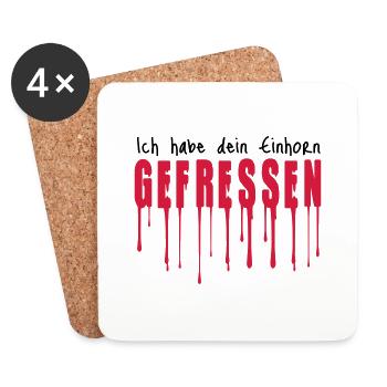 Dein Einhorn gefressen - Untersetzer (4er-Set) - Weiß - Vorne