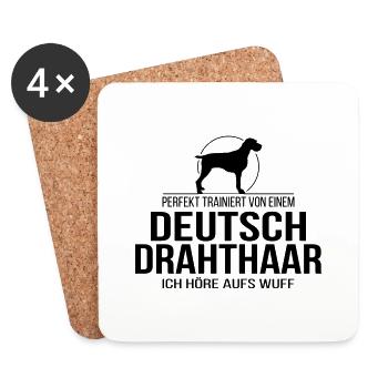 DEUTSCH DRAHTHAAR wuff Hundespruch Wilsigns - Untersetzer (4er-Set) - Weiß - Vorne