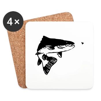 Truite - Dessous de verre (lot de 4) - blanc - Devant