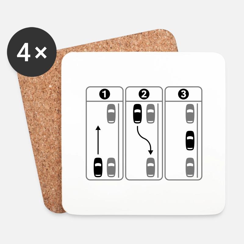 Rückwärts Einparken / Reverse Parking / - Untersetzer (4er-Set) - Weiß