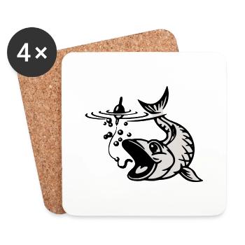 Fish hook cap - Coasters (set of 4) - white - Front