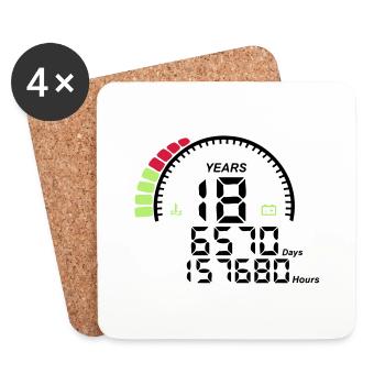 counter anniversary years 18 years - Coasters (set of 4) - white - Front