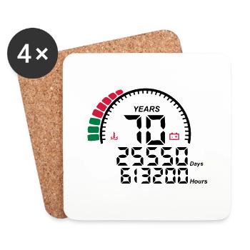 counter anniversary years 70 years - Coasters (set of 4) - white - Front