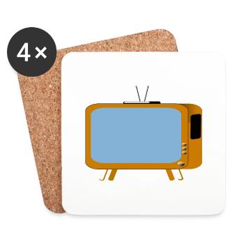 monitor television fernseher tv flatscreen compute - Untersetzer (4er-Set) - Weiß - Vorne