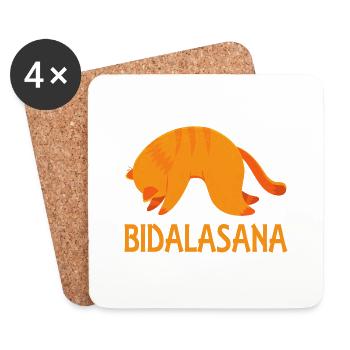 Cool Bidalasana Cat Pose Yoga Ginger Cat Gifts - Coasters (set of 4) - white - Front