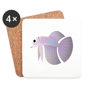 poissons poissons animaux animaux1415 - Dessous de verre (lot de 4) - blanc - Devant