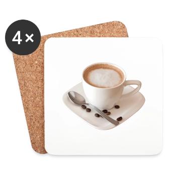 cappuccino coffee kaffee cup tasse mokka pot pott1 - Untersetzer (4er-Set) - Weiß - Vorne