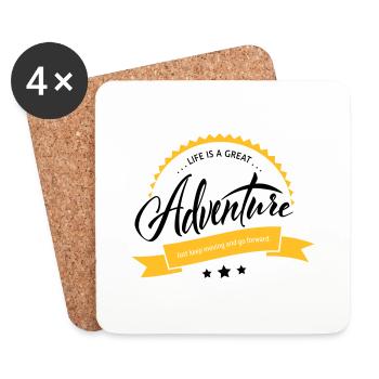 La vie est une grande aventure - Dessous de verre (lot de 4) - blanc - Devant