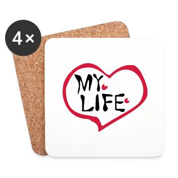 Heart my life - Coasters (set of 4) - white - Front