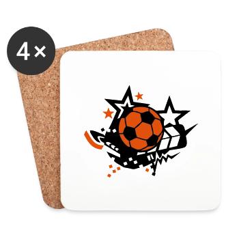 ballon football soccer stars504 - Dessous de verre (lot de 4) - blanc - Devant