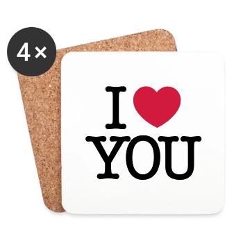 I Love You - Dessous de verre (lot de 4) - blanc - Devant