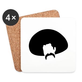 chapeau mexicain moustache mustache5 - Dessous de verre (lot de 4) - blanc - Devant