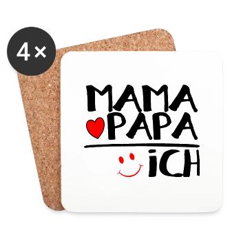 Mama + Papa = Ich - Untersetzer (4er-Set) - Weiß - Vorne