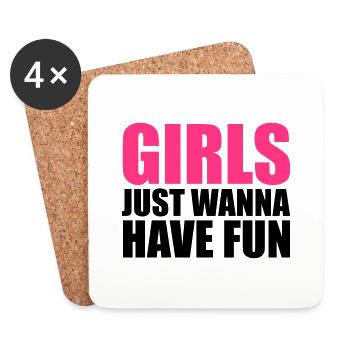 schrift cool design logo girls just wanna have fun - Untersetzer (4er-Set) - Weiß - Vorne