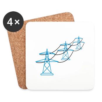 reihe muster viele trasse strom mast strommast ele - Untersetzer (4er-Set) - Weiß - Vorne