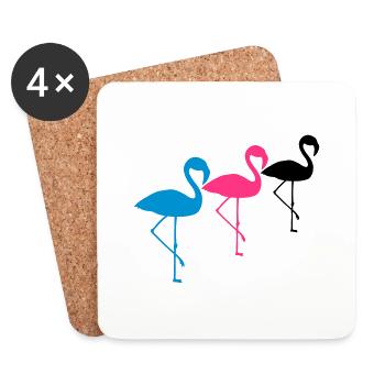 équipe d'équipage 3 amis silhouette contour flamant cli - Dessous de verre (lot de 4) - blanc - Devant