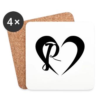 Cœur avec P - Dessous de verre (lot de 4) - blanc - Devant