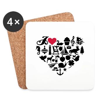 I love - Untersetzer (4er-Set) - Weiß - Vorne
